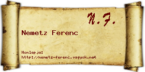 Nemetz Ferenc névjegykártya